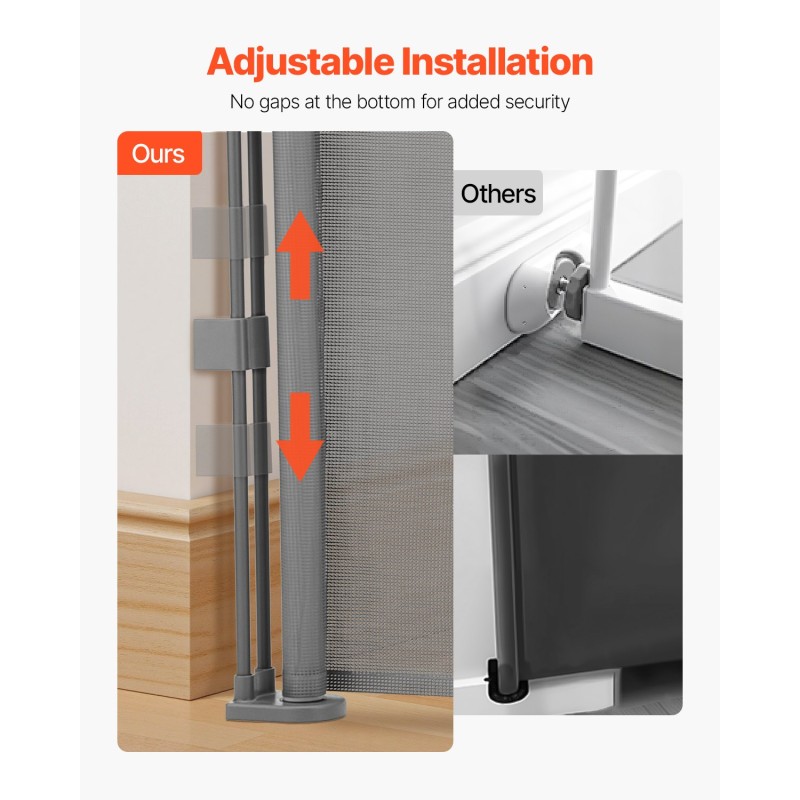 Sisäänvedettävä turvaportti 870 mm korkea enintään 1800 mm leveä verkko ja lasikuiturunko