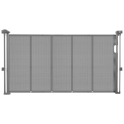 Turvaportti ulosvedettävä 870 mm korkea 1400 mm leveä harmaa verkkopaneeli lasikuiturunko