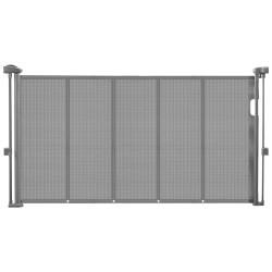 Turvaportti ulosvedettävä 870 mm korkea 1400 mm leveä harmaa verkkopaneeli lasikuiturunko