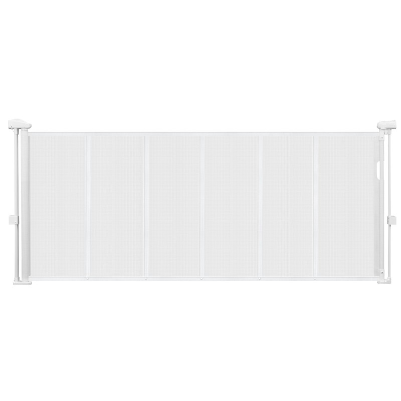 Sisäänvedettävä turvakaide 870 mm korkea 1800 mm leveä lasikuiturunko ja verkkopaneeli sisäkäyttöön