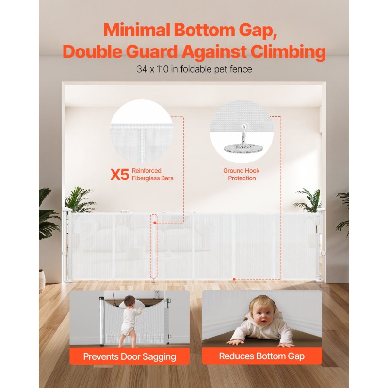 Retraktiivinen turvaportti verkkokangas ja lasikuiturunko 870 millimetriä korkea 2800 millimetriä leveä valkoinen