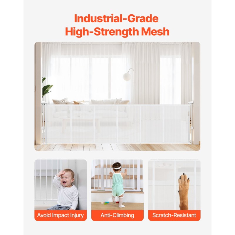 Retraktiivinen turvaportti verkkokangas ja lasikuiturunko 870 millimetriä korkea 2800 millimetriä leveä valkoinen