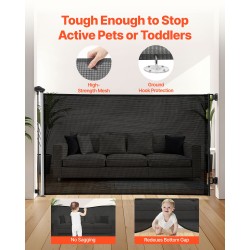 Sisäänvedettävä turvaportti joustava verkkokangas 1450 millimetriä leveä 980 millimetriä korkea musta turvalukolla