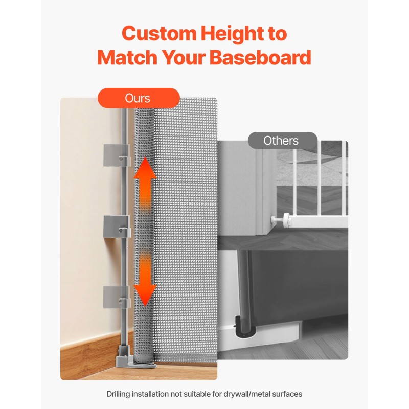 Vedettävä turvaportti verkkorakenteinen 1450 mm leveä 980 mm korkea lapsille ja lemmikeille