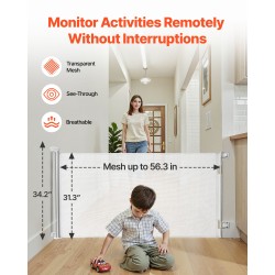 Sisäänvedettävä turvaportti läpinäkyvällä verkolla 1430 mm leveä 795 mm korkea portaille turvalukolla