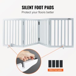 Taitettava koiraportti massiivipuu 4 paneelia 204 cm leveä 61 cm korkea valkoinen