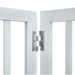 Taitettava koiraportti massiivipuu 4 paneelia 204 cm leveä 61 cm korkea valkoinen