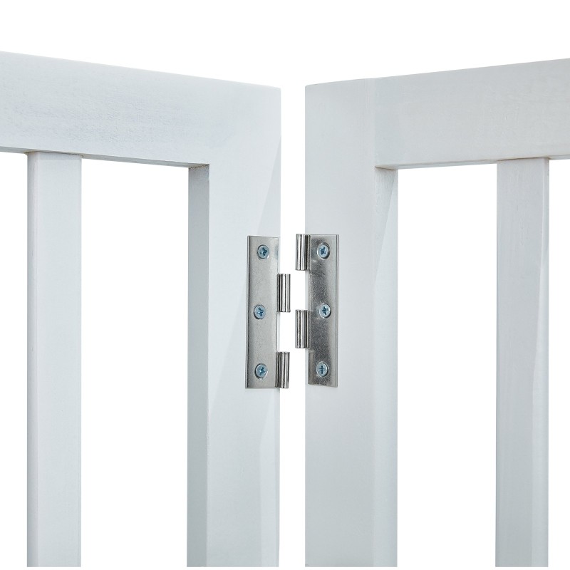 Taitettava koiraportti massiivipuu 4 paneelia 204 cm leveä 61 cm korkea valkoinen