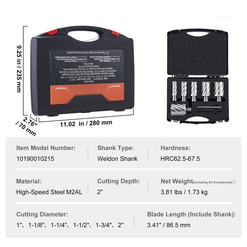 Moniteräinen poranteräsarja magneettiporakoneisiin pikateräksinen 6-osainen 1–2 tuuman halkaisijat