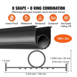 Autotallin ovitiiviste kuminen U- ja O-muoto 3 m 100 mm