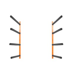 Seinäkiinnitteinen teräksinen kajakkiteline neljälle kajakille säädettävät pehmustetut varret 181 6 kg kantavuus