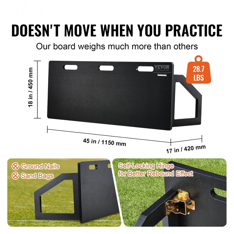 Taitettava jalkapallon palautuslevy HDPE-muovinen 1150 x 450 mm harjoitteluun