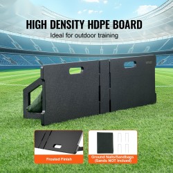 Jalkapallon palautuslevy korkeatiheyksisestä muovista 1150x330 mm taittuva kahdella kulmalla