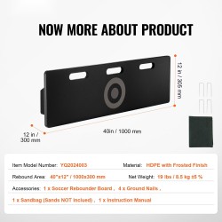 Jalkapallon palautusseinä HDPE 1000x300 mm taitettava säädettävillä kulmilla syöttö ja laukaisuharjoituksiin