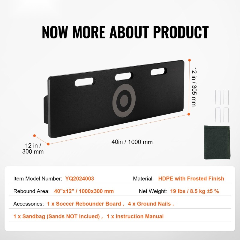 Jalkapallon palautusseinä HDPE 1000x300 mm taitettava säädettävillä kulmilla syöttö ja laukaisuharjoituksiin