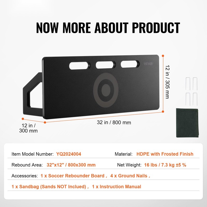 Jalkapallon palautuslevy korkeatiheyksinen HDPE 800x300 mm taitettava säädettävillä kulmilla harjoitteluun