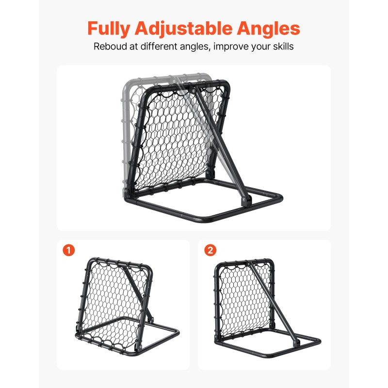 Jalkapallon palautusverkko rautaputkinen 34"x34" taittuva säädettävä kulma