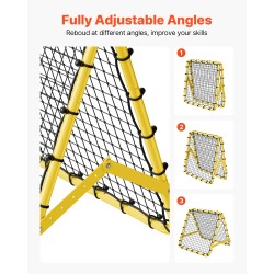 Jalkapallon palautusverkko rautaputkesta 40×35×37 tuumaa säädettävä taittuva kevyt maakiiloilla
