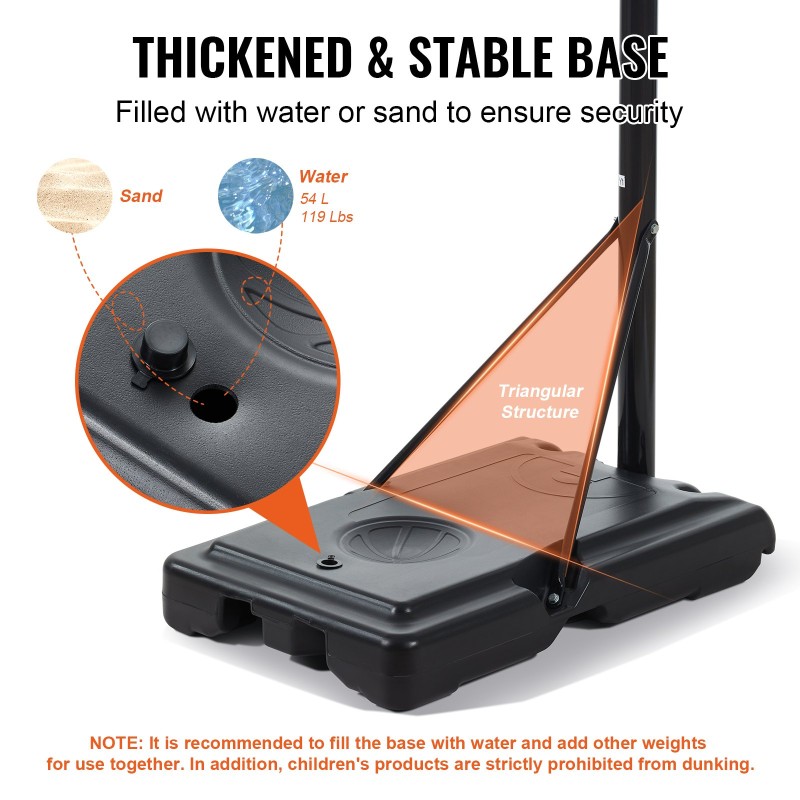 Koripalloteline teräsrunko säädettävä 122–305 senttimetriä täytettävä jalusta pyörillä