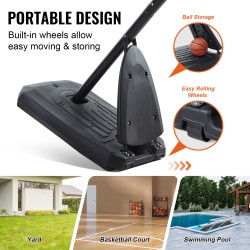 Koripalloteline korkeussäädettävä 232–305 senttimetriä 50 tuuman taustalevy täytettävä jalusta pyörillä teräsrunko