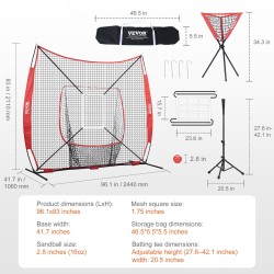 Baseball ja softball harjoitusverkko polyesteristä 84x41,7 tuumaa 12,7 mm lasikuitutangot