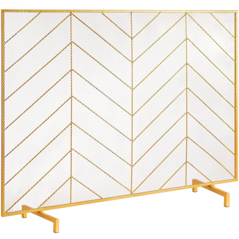 Takkasuoja rautainen yksiosainen 980 mm leveä 758 mm korkea vapaasti seisova kulta