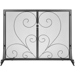 Takkatulen suojaverkko rautarunko ruostumaton teräsverkko kaksiosainen 990 x 802 mm musta