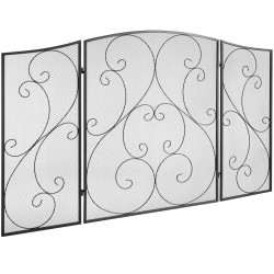 Takkasuoja rautainen 122 cm leveä 76 7 cm korkea 3 paneelinen taittuva