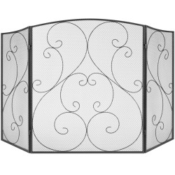 Takkasuoja rautainen 122 cm leveä 76,7 cm korkea 3-paneelinen taittuva