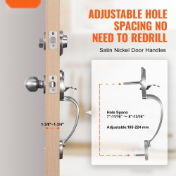 Etuoven lukkosarja sinkkiseosrunko satiininikkeli säädettävä reikäväli 195–224 mm sopii molemmille kätisille