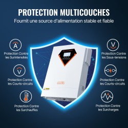 Hybridiaurinkoinvertteri 5500W puhdas siniaalto 230V 48V akuille sisäänrakennettu 100A MPPT