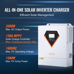 Hybridi aurinkosähköinvertteri 3500W 230V puhdas siniaalto 60A MPPT 24V akuille