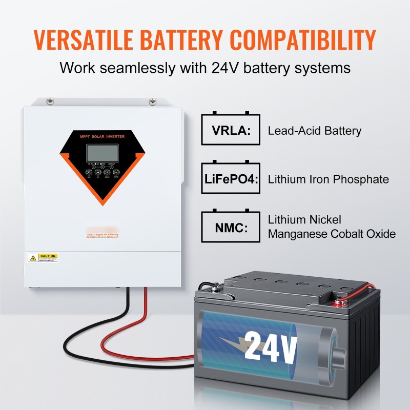 Hybridi aurinkosähköinvertteri 3500W 230V puhdas siniaalto 60A MPPT 24V akuille