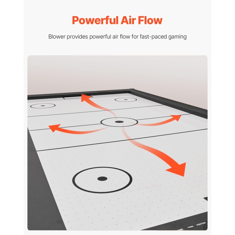 Ilmakiekkopöytä 84 tuumaa sisäkäyttöön X-muotoiset jalat tehokas puhallin elektroninen pisteenlaskuri