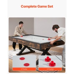 Ilmakiekkopöytä 84 tuumaa sisäkäyttöön X-muotoiset jalat tehokas puhallin elektroninen pisteenlaskuri