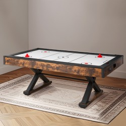 Ilmakiekkopöytä 84 tuumaa sisäkäyttöön X-muotoiset jalat tehokas puhallin elektroninen pisteenlaskuri