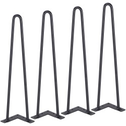 Hiiliteräksiset hiussolkimalliset pöydänjalat 482,6 mm 4 kpl enimmäiskuorma 227 kg kumiset lattiasuojat