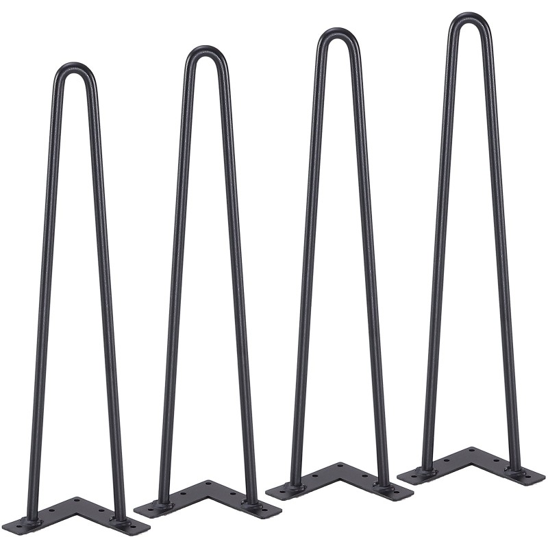 Hiiliteräksiset hiussolkimalliset pöydänjalat 482,6 mm 4 kpl enimmäiskuorma 227 kg kumiset lattiasuojat
