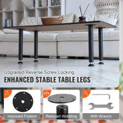 Pöydänjalat hiiliterästä 406,4 mm säädettävät jalkakupit 4 kpl 544 kg kantavuus