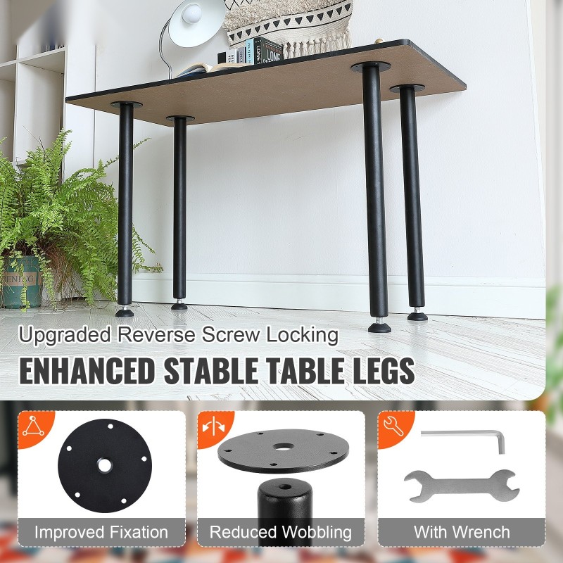 Pöydänjalat hiiliteräksiset säädettävät 711 mm 544 kg 4 kpl musta