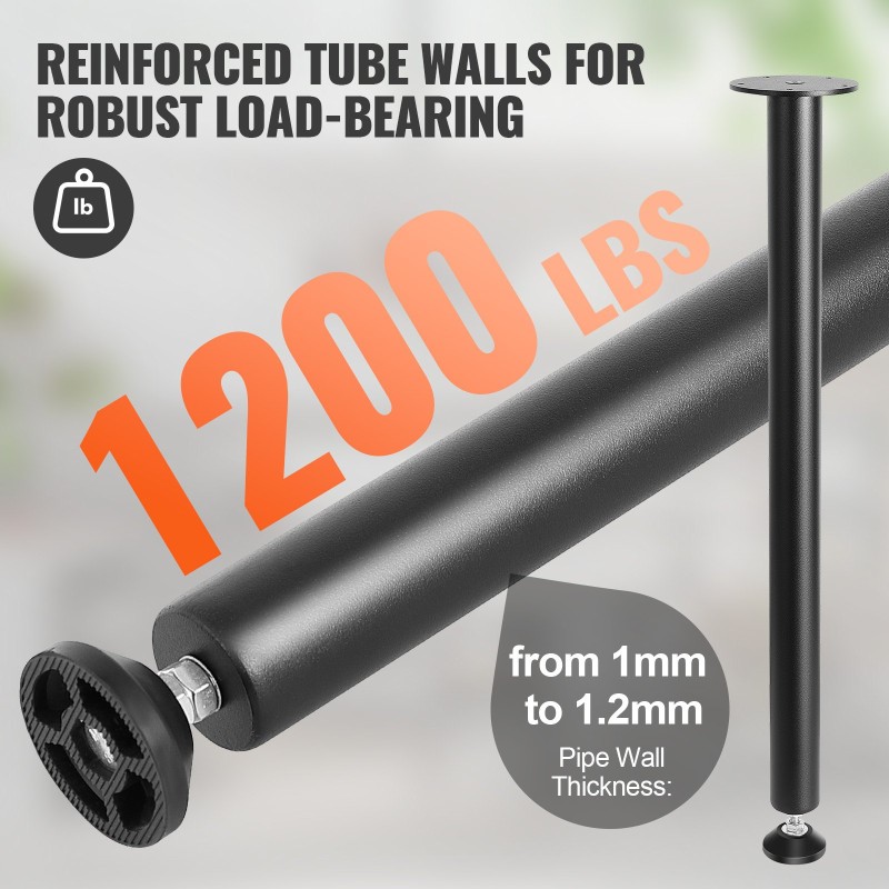 Pöydänjalat hiiliteräksiset säädettävät 711 mm 544 kg 4 kpl musta