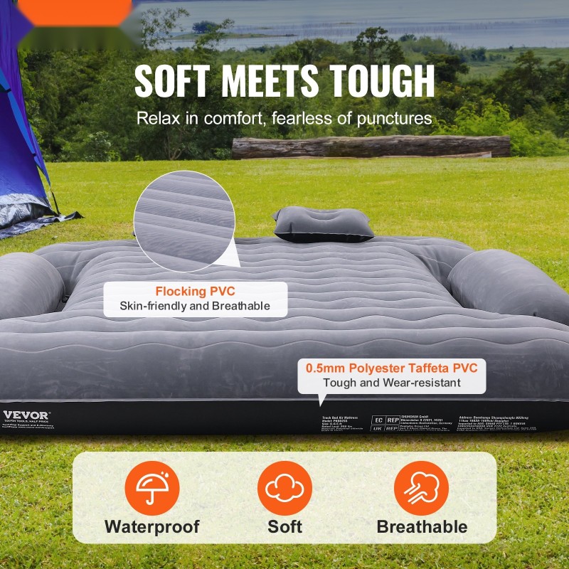 Ilmapatja lava-autoon 6–6,5 jalan flockattu polyvinyylikloridi 12 voltin ilmapumppu 2 ilmatyynyä