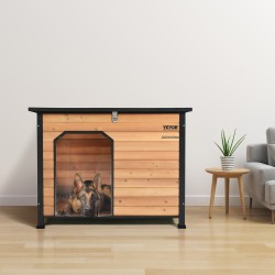 Ulkokoirankoppi vedenkestävä setripuu rautarunko eristetty korotettu lattia keskikokoisille ja suurille