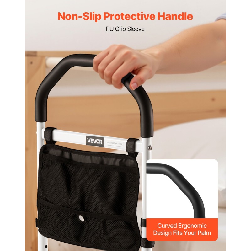 Sängynlaita säädettävä korkeus hiiliteräsputki PU-kahva sopii useimpiin sänkyihin