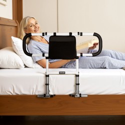 Sängynlaita säädettävä taittuva hiiliteräsrunko polyuretaanipinnoitettu kahva kantavuus 136 kg eri sänkymitoille