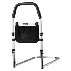 Sängynlaita iäkkäille säädettävä korkeus hiiliteräsrunko polyuretaanikahva 136 kg kantavuus sopii eripaksuisille patjoille