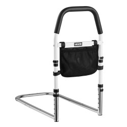 Sängynlaita iäkkäille säädettävä korkeus hiiliteräsrunko polyuretaanikahva 136 kg kantavuus sopii eripaksuisille patjoille