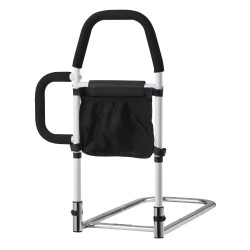 Sängynlaita hiiliteräsputkesta säädettävällä korkeudella polyuretaanisella kahvalla ja sivukahvalla sopii eri sänkikokoihin