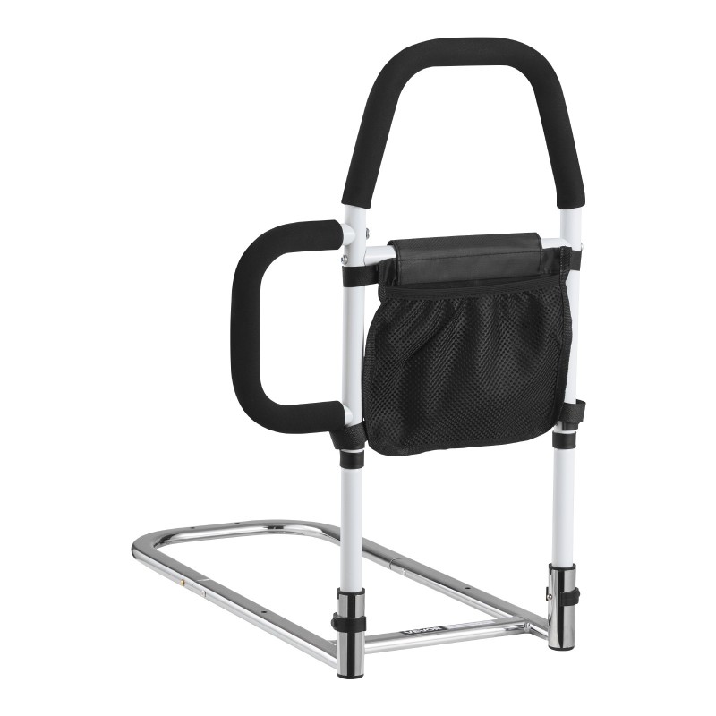 Sängynlaita hiiliteräsputkesta säädettävällä korkeudella polyuretaanisella kahvalla ja sivukahvalla sopii eri sänkikokoihin