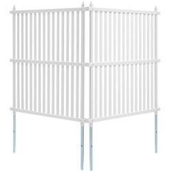 PVC näkösuojapaneelit 48 x 48 tuumaa valkoiset 2 paneelia galvanoidut piikit ulkokäyttöön